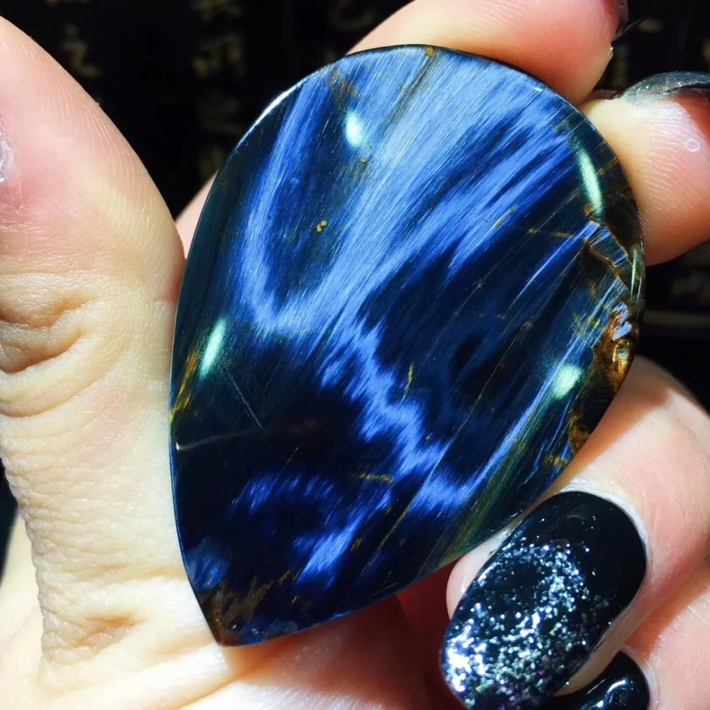 

Aaaaa Certificate Genuine Natural Blue Pietersite Pendant Woman Man 47x33x9mm Water Drop Bead Namibia Fashion Jewelry Pendant