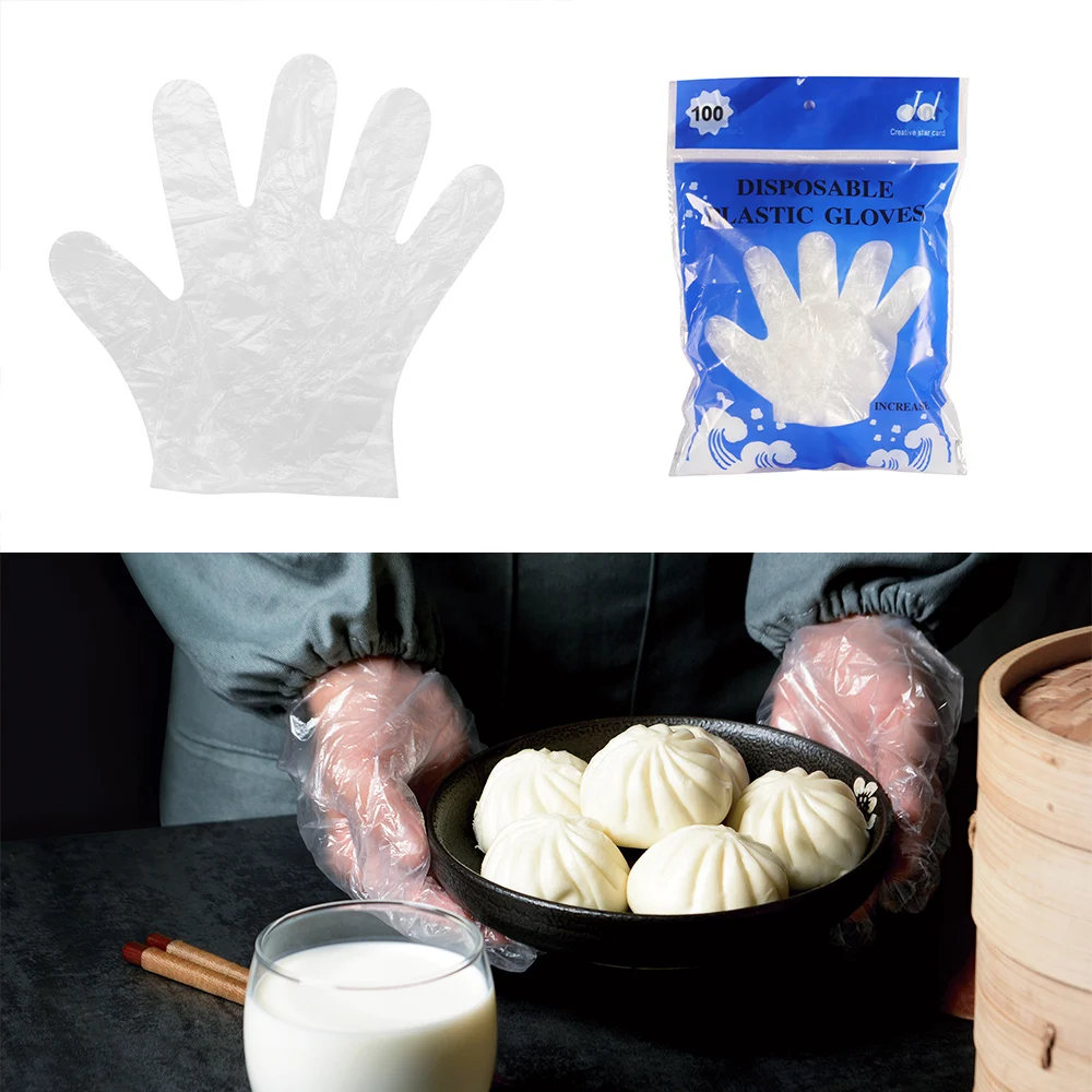 Прозрачные экологически чистые полиэтиленовые перчатки для барбекю санитарные и чистые одноразовые пластиковые аксессуары для сада уличная посуда
