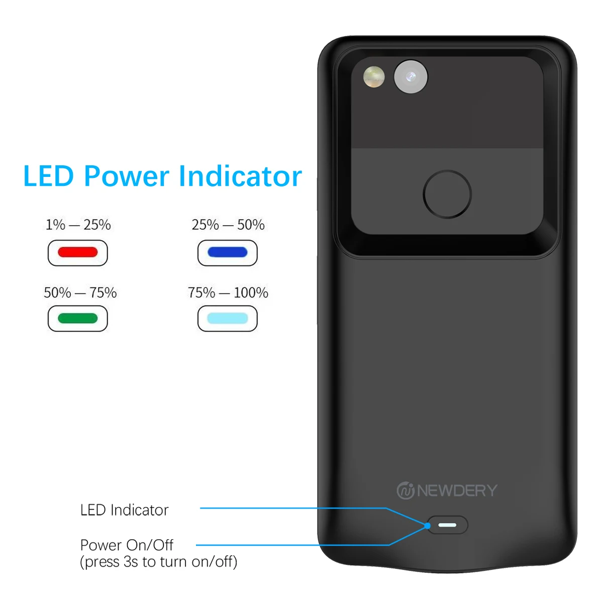 CASEWIN 4700mAh Battery Charger Case For Google Pixel 2 case External Backup Power Bank Charging Case Powerbank Charger Case