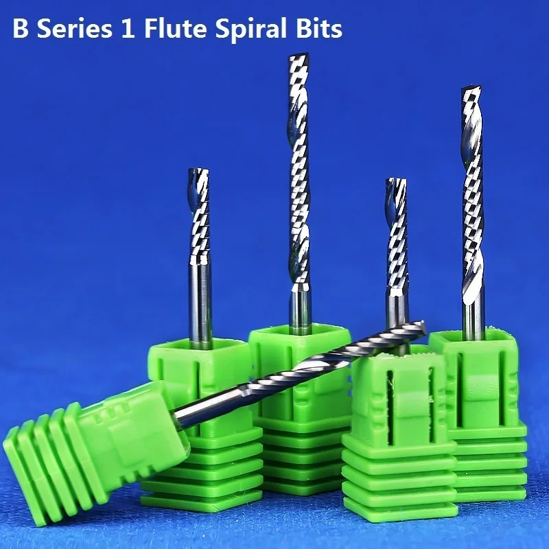

1pc 3.175mm SHK B Series carving Cutters One Flute Spiral End Mills Flute CNC Router Bits for cutting 1 MDF Acylis plastic