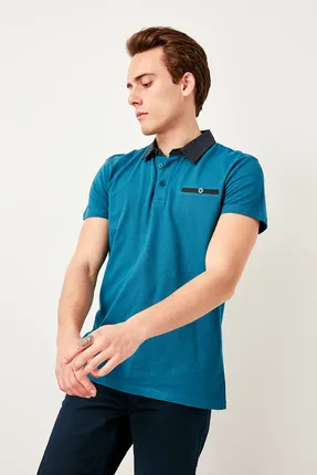 

Oil Men's Cotton T-Shirt - Short Sleeve Polo T-shirts Advanced Cell Navy Blue Coral White TMNSS19BO0011