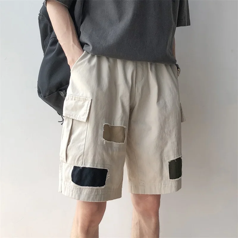 Сезон весна-лето модный тренд корейской версии свободные пару пять баллов хлопок Прямо патч повседневные штаны M-2XL