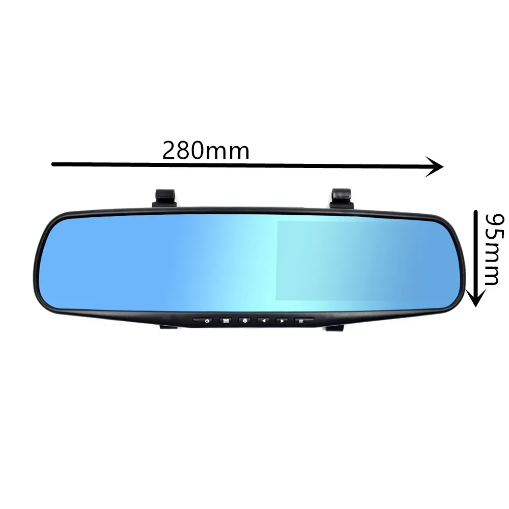 2019 Новый Full HD 1080P 4 3 дюймов Автомобильное зеркало заднего вида DVR двойной объектив