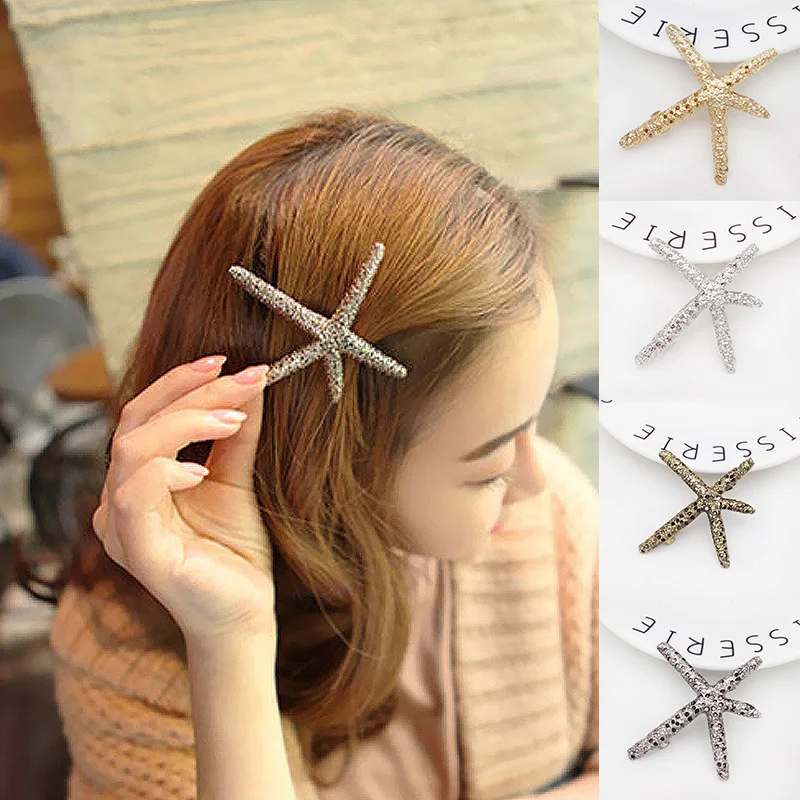 

Sale Vintage Alloy hollow Starfish Hair Clip For Women Duckbill clip Girls hairpin ladies Barrettes Hair Accessories