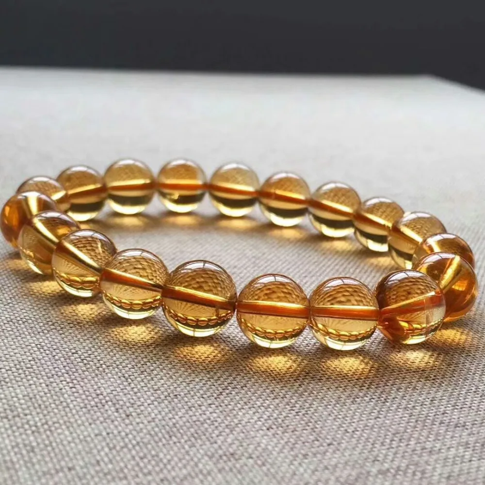 

100% Genuine Natural Yellow Citrine Quartz Crystal Bracelet 9mm Round Beads Gemstone Wealthy Stone Stretch Woman Man Bracelets