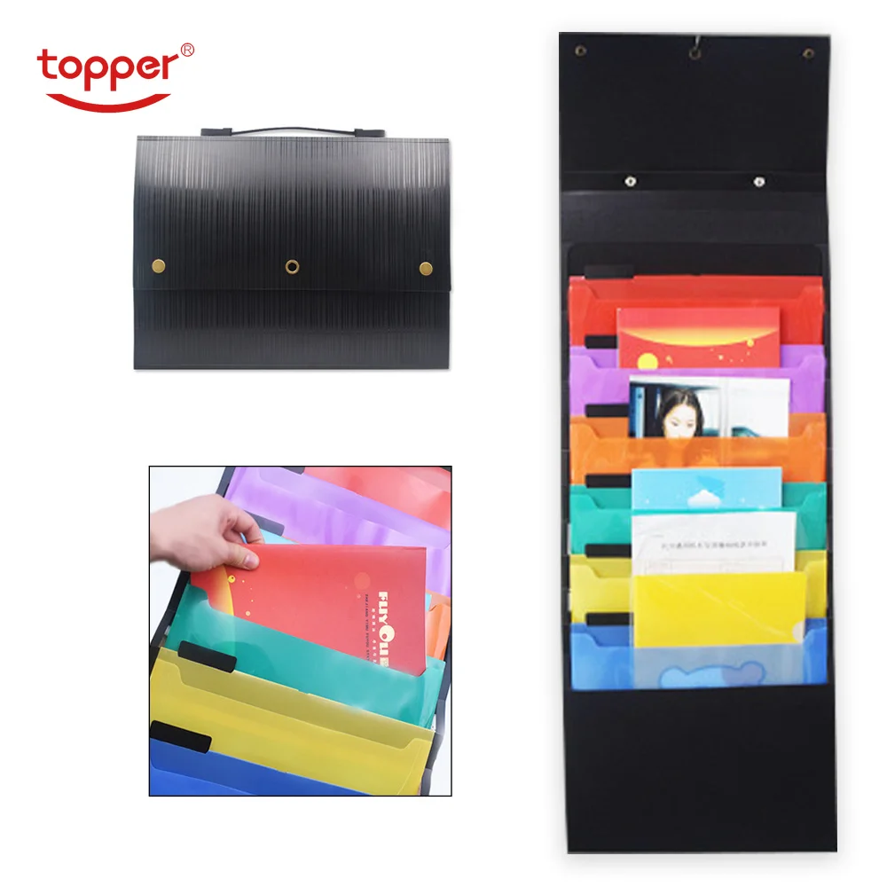 

6 pckets Expanding wallet Hanging accordion file folder plastic A4 portable accordion bag multi-functional file bag freeshiping