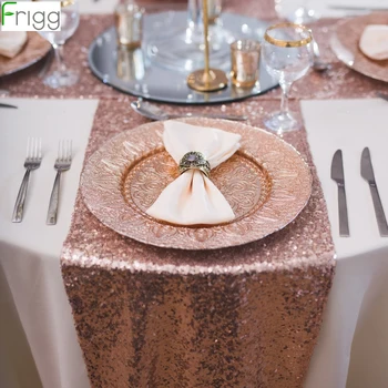 

Frigg Rose Gold Sequin Table Runner Sparkly Wedding Party Table Runner Silver Glitter Bling Elegant Table Decoration Home Decor