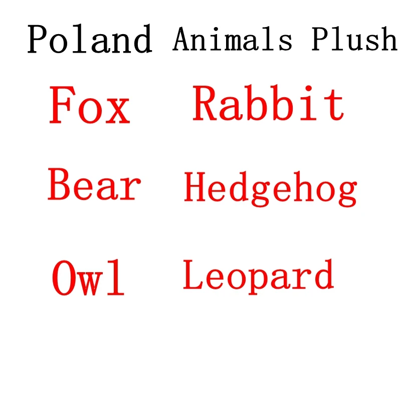 

6pcs 18-20cm Poland Cartoon Fox Bear Leopard Hedgehog Rabbit Plush Doll Forest Animal Stuffed Plush Toy