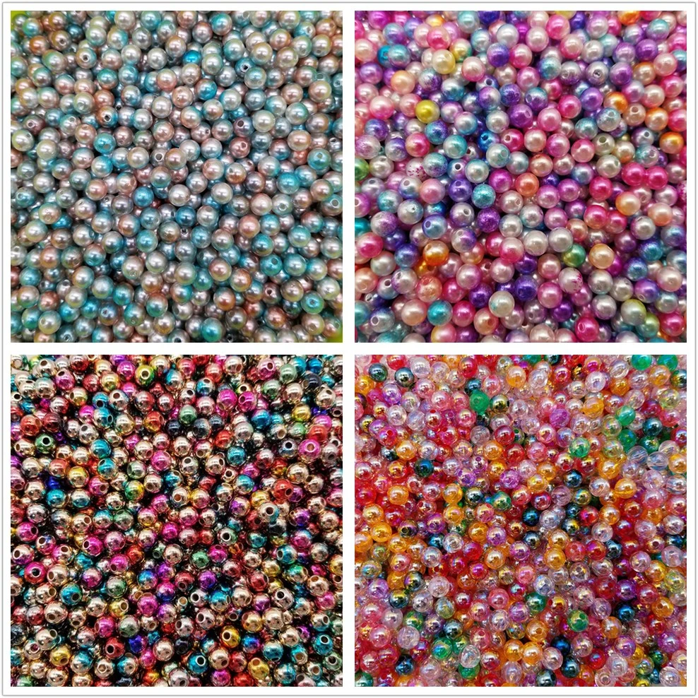 

100/200pcs 6/8mm Mix Rainbow Color Round ABS Imitation Pearl Beads Handmade Kids Loose Beads for Diy Jewelry Necklace Making