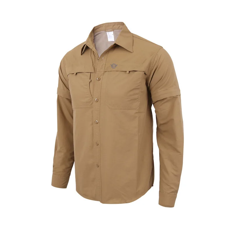 

Outdoor Sports Quick-drying Removable Long Sleeve Shirts Men Fishing Hunting Summer Breathable Clothes Male Tactical Short Tops