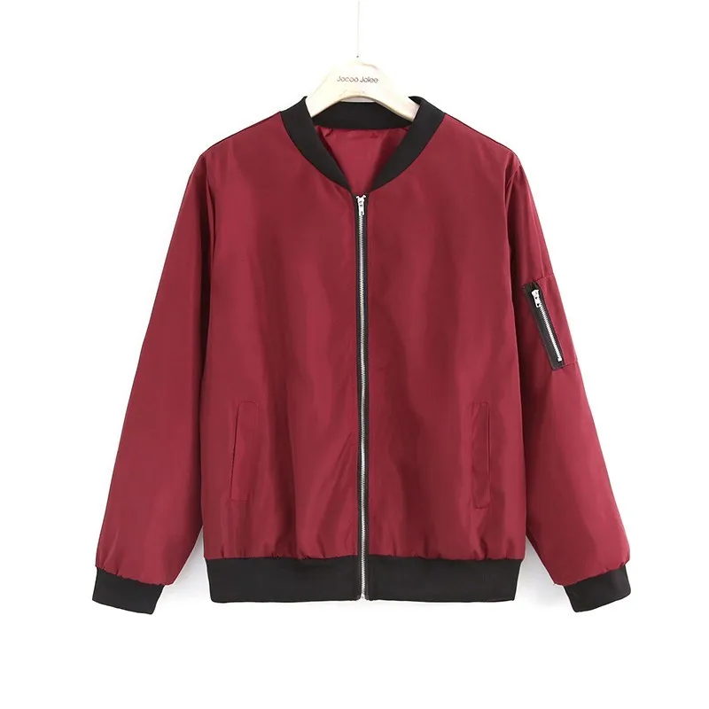 

Autumn Fashion Bomber Jacket Women Long Sleeve Basic Coats Casual Thin Slim Outerwear Short Pilot Bomber Jackets Windbreaker
