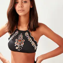 Trendyol Черный Топ бикини с бретельками на шее TBESS19CH0084