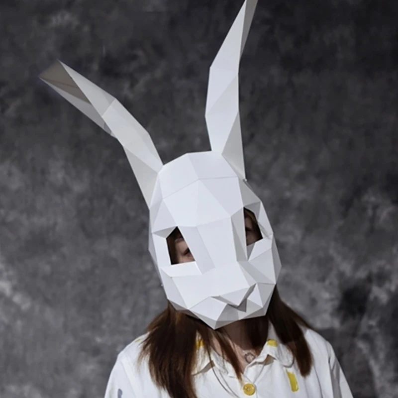Кролик шлем маскарад маска DIY Бумага ручной работы ремесло украшения Косплэй Хеллоуин костюм вечерние весело 3D модель Наборы