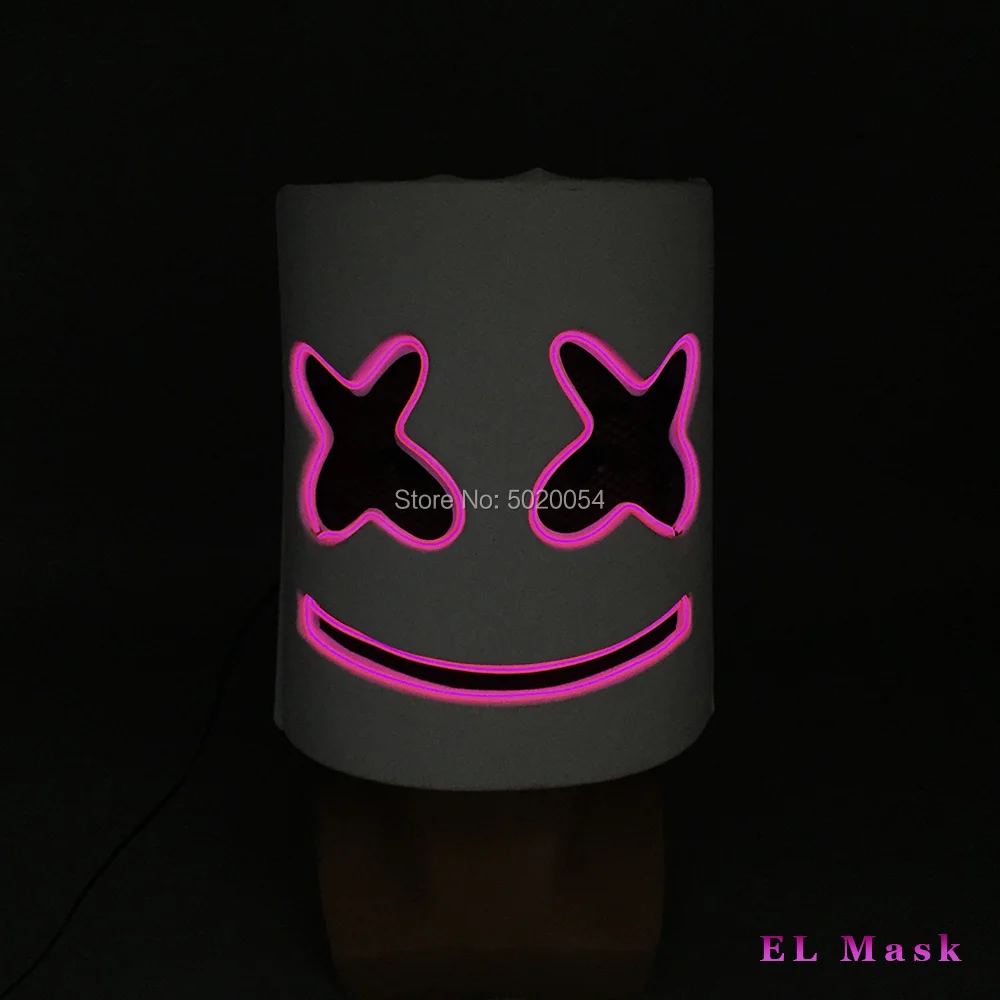 

GZYUCHAO EL Mask gift Marshmello DJ Light up Glowing Mask Cotumes Prop Cosplay Mask For DIY Glowing Bar