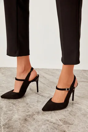 

Black Suede Women's High-Heeled Shoes TAKSS19KW0019
