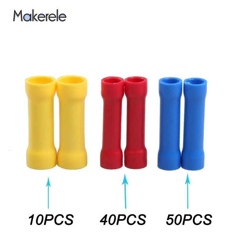 

100pcs Terminals Insulated Straight Wire Butt Connector Electrical Crimp Terminals 10-22AWG