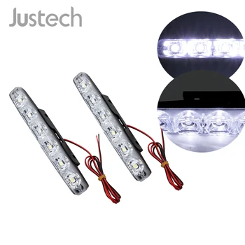 

Justech 2 Pcs DRL LED Car Daytime Running Lights 6000K DC 12V Automobile light Source Car Styling Waterproof Car Lights