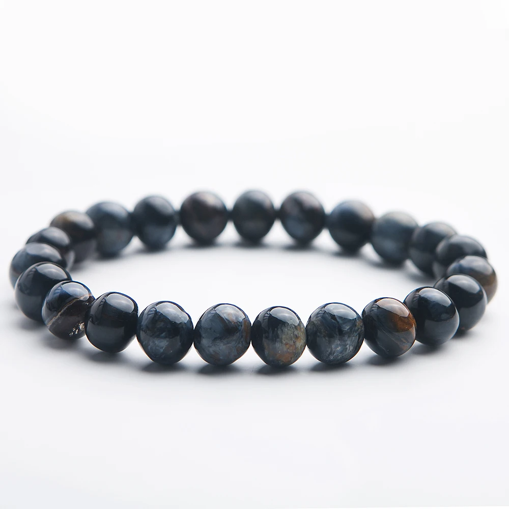 

7.5mm Genuine Natural Blue Pietersite Namibia Bracelet Best Chatoyant Round Beads Cat Eye Woman Man Reiki Stone Aaaaa