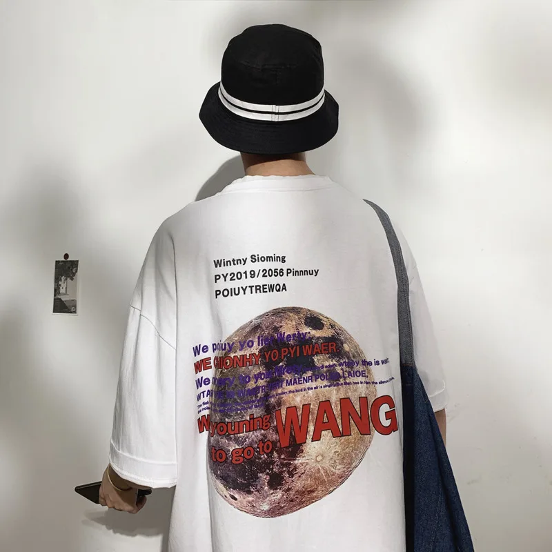 

2019 Spring And Summer Korean Version Of Harajuku Youth Dress Loose And Comfortable Cotton Sports Letter Printing Casual T-shirt