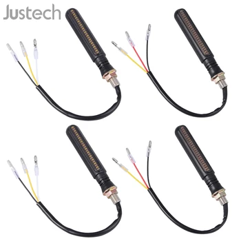

Justech 4pcs Universal 24LED Flowing Waterproof White Red Motorcycle Motorbike Turn Signal Indicator Amber Day Running