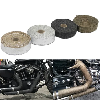 1.5mm*25mm*5m Universal MOTORCYCLE Incombustible Turbo HEAT EXHAUST THERMAL WRAP TAPE STAINLESS Exhaust Pipe Insulation Cloth