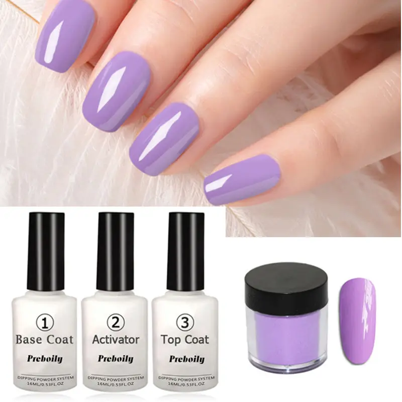 

4pcs Dip System Kit 10g/Box+16ml Base Top Coat Activator Easy to Use Nail Dipping Powder Starter Kit No UV Lamp Cured