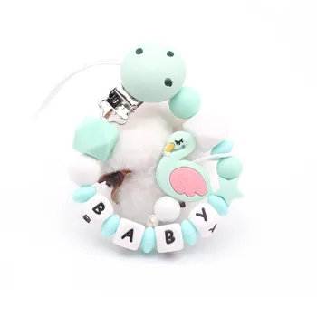 

New Cute Little Swan Silicone Hanging BPA Free DIY Personalized Baby Pacifier Clips Chain Customizable Name Hand Made Toys