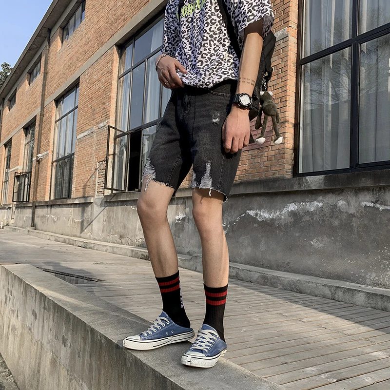 Новинка весны и лета тенденции моды Повседневное пара Harajuku европейский и американский Стиль свободные спортивные удобные Короткие джинсы