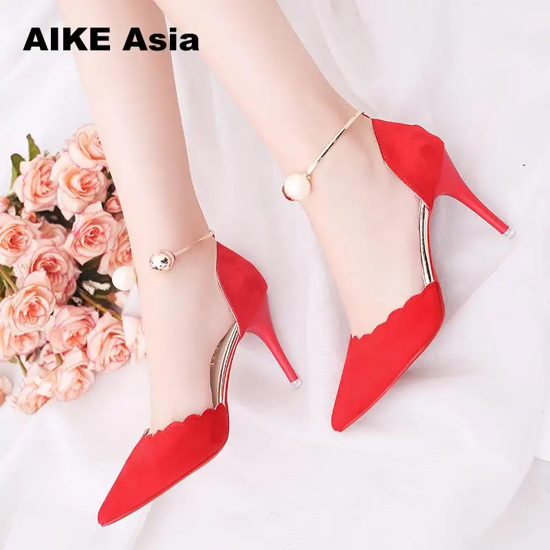 

2019 Female Fashion Sexy Hollow With Sandals Summer Women Pumps Shoes Women Pumps Green String Bead High-heeled #988