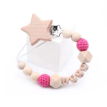 

New Star Clip Crochet Beads BPA Free Can Be Customized Name DIY Baby pacifier clips Newborn Essential Supplies dummy clip