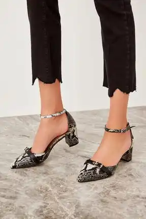 

Black Snake Pattern Women's High-Heeled Shoes TAKSS19GA0023