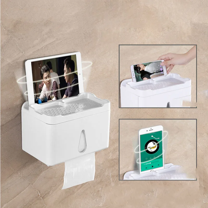 

Bathroom Tissue Box Waterproof Toilet Paper Holder Wall Mounted Paper Storage Box Dispenser Adhesive Wc Bathroom Roll Holder