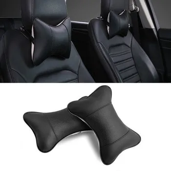 

1pcs Universal Car Headrest Mini PU Leather General Motors Head Pillow Support Neck Pillow Black Car Seat For Auto Car Seat