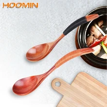 HOOMIN бамбуковая чайная ложка для супа, ложки для еды, домашняя деревянная ложка с длинной ручкой, посуда, кухня, кухонная утварь, инструменты