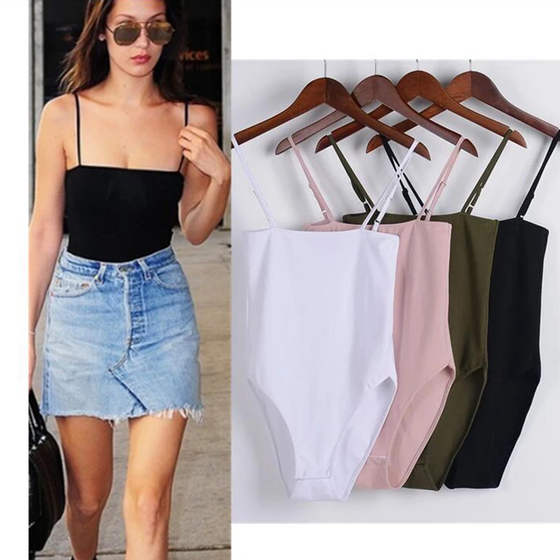

2019 Sexy Spaghetti Strap Backless Fit Romper Tight Jumpsuit Undershirt Playsuits multicolor Body Siamese Bodysuit Slim Skinny