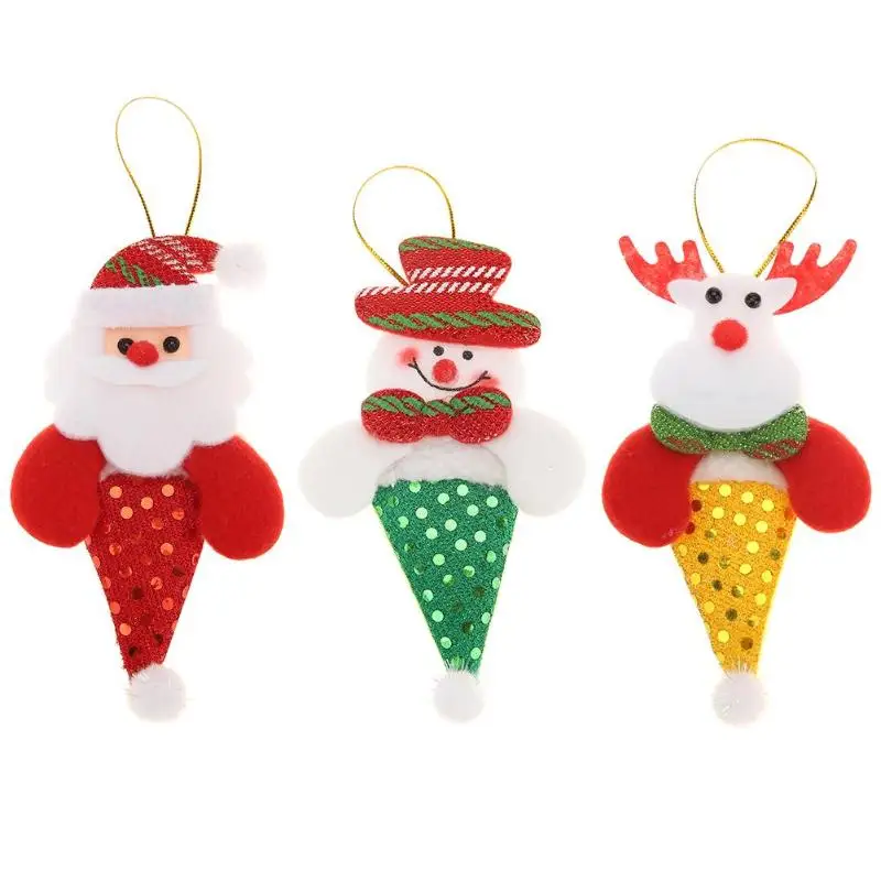 

3 pieces carton ornaments for Christmas Party tree Christmas toy children gifts decorations red green yellow