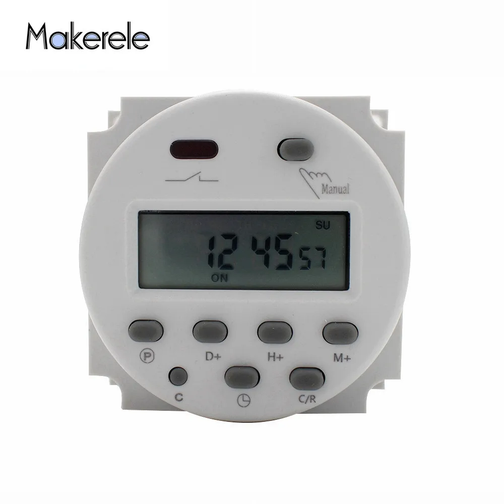 

LCD 7 Days Programmable Digital Timer Time Switch 12V/24V/110V/220V AC/DC Time Control CN101A MINI Makerele