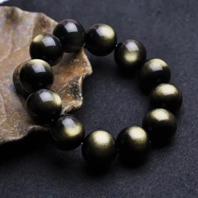 

new Natural Gold Obsidian Flash Woman Man Healing Round Beads Bracelets Aaaaa Drop Shipping 8mm 10mm 12mm 14mm 16mm 18mm 20mm