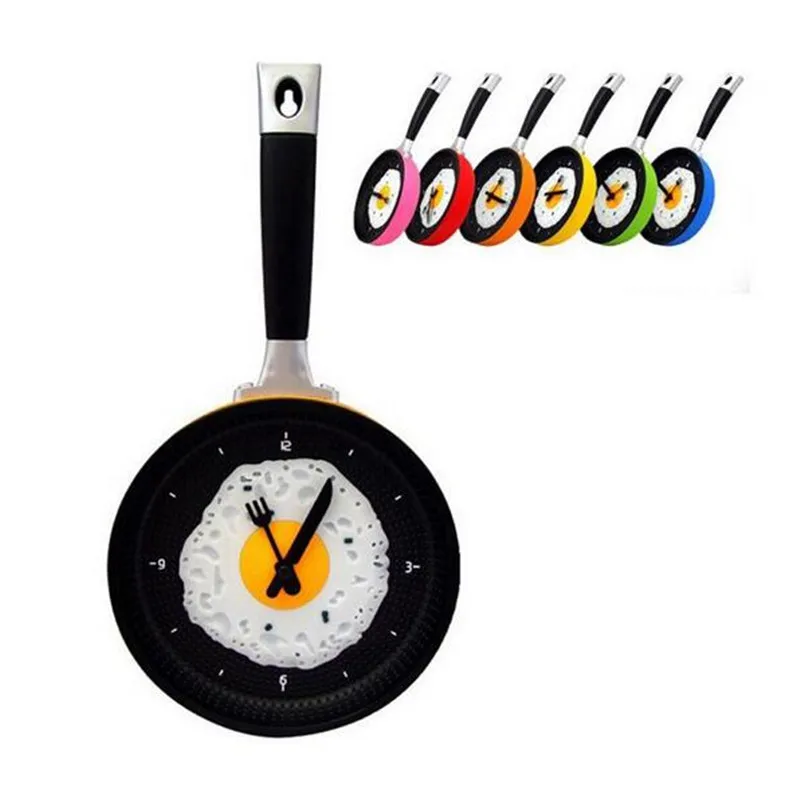 

1Pcs Home Egg Wall Kitchen hang Pan Clock Omelette Decor Watch