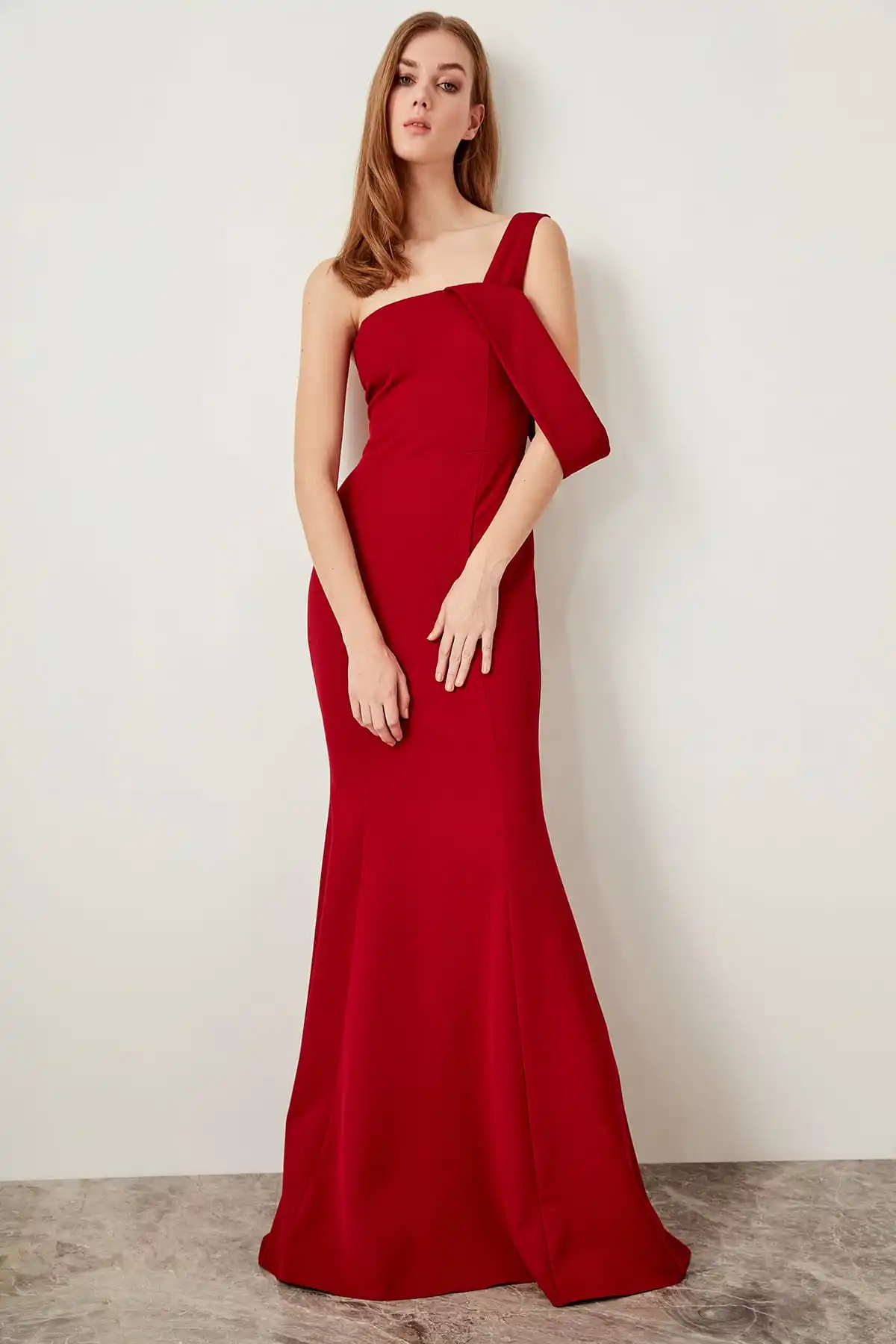 Trendyol Advanced Arm Bordeaux Evening Dress TPRSS19FZ0058