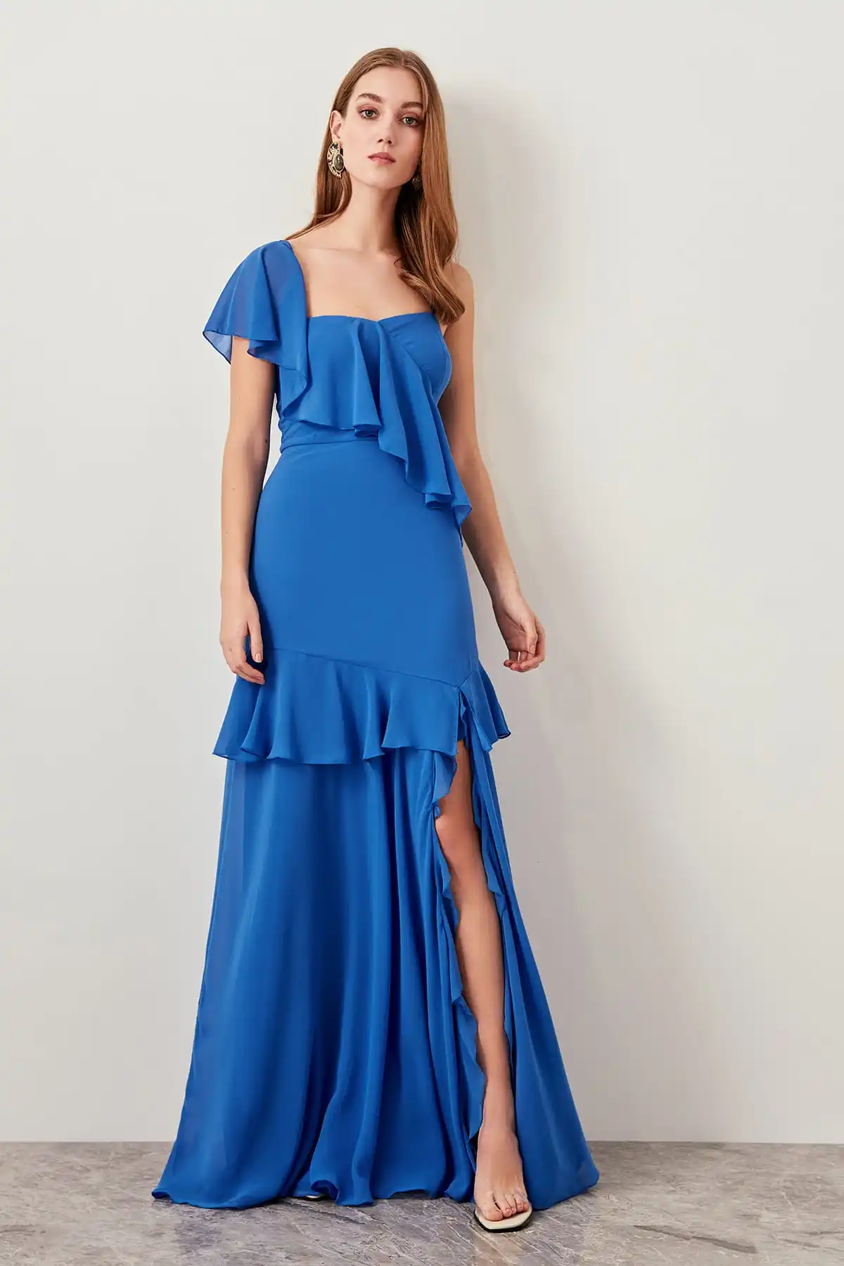 

Trendyol Indigo Flywheel Evening Dress TPRSS19FZ0146