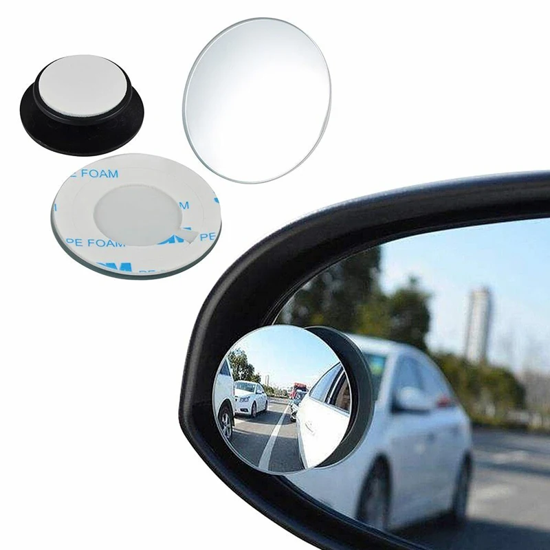 

2pcs 360 Degree Rotable Rimless Universal Car Rearview Convex Mirror For Parking Safety Wide Angle Round Blind Spot Mirror