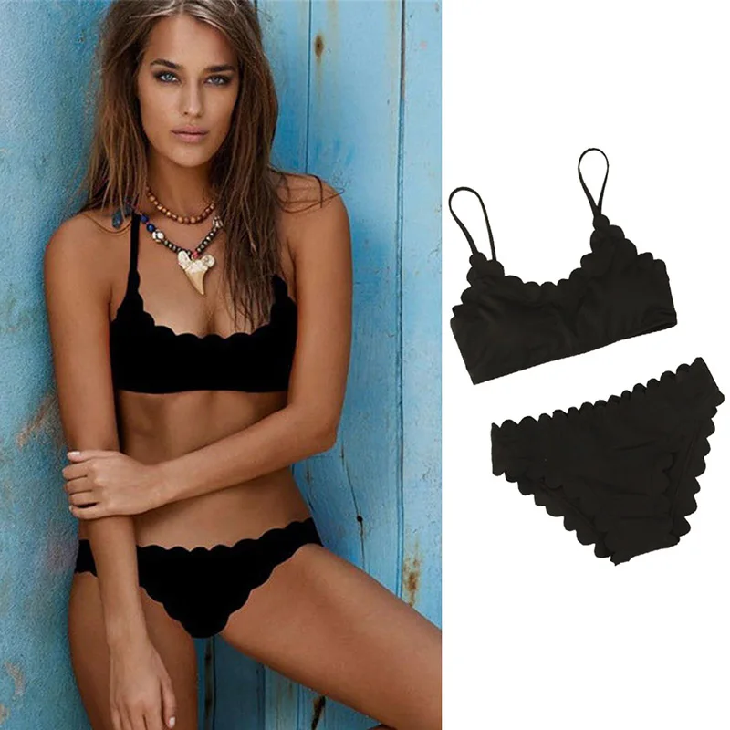 

New Women Swimwear Womens Push-up Padded Wavy Side Bra Bandage Bikini Set Swimsuit Triangle Swimwear Bikini Beach Wear Biquini