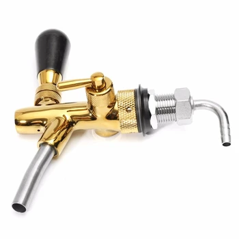 

Hot Stainless Steel Golden Adjustable Draft Beer Faucet G5/8 Shank Chrome Gold Plating For Kegerator Tap For Bar Kitchen