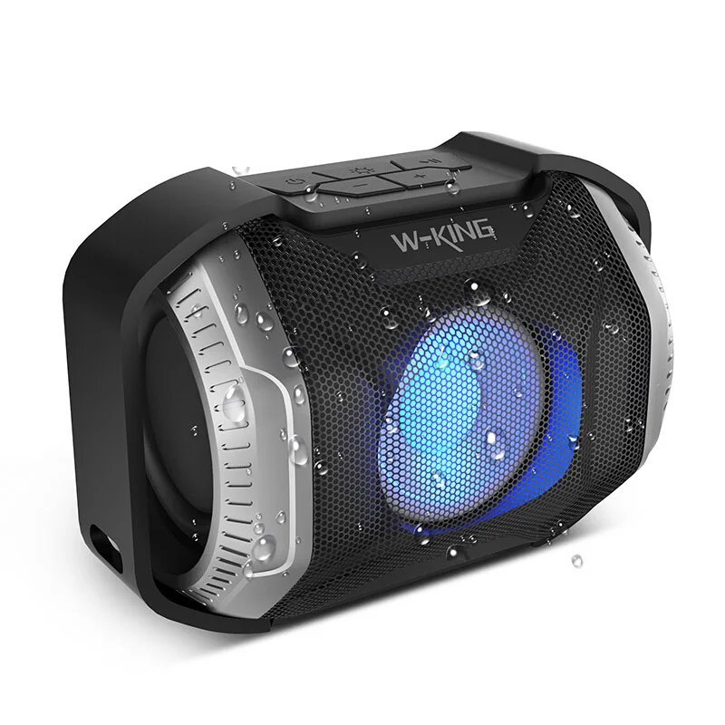 

Silver MP3 Column Speaker Waterproof IPX5 With LED Light Speakers Bluetooth Wireless Speaker Light Speakers With Box