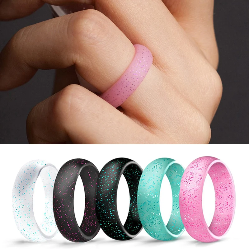 

Sale 5.7MM Korean Crystal powder Silicone Women Men Ring Pink Female Finger Jewelry Popular