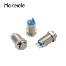 

1PC LED Bulb Night Light Button Switch 10mm Instantaneous Self-locking Flat Metal Switch Waterproof Wholesale1NO 1NC 3Pin IP65