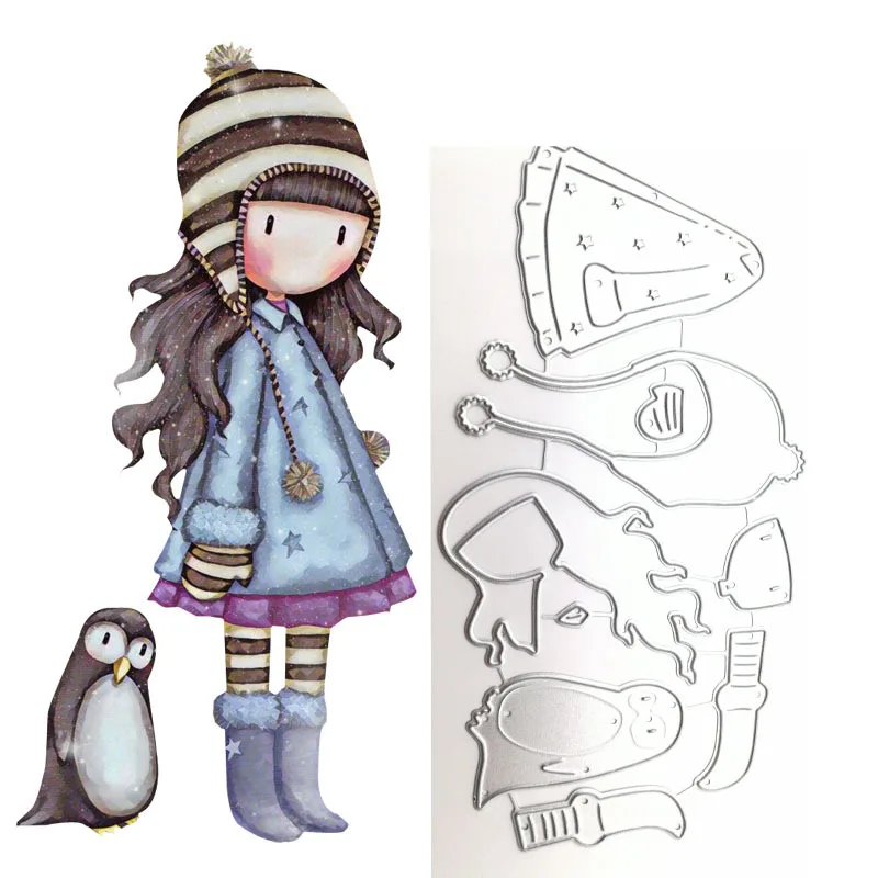

penguin doll Girl Metal Cutting Dies 2019 Scrapbooking Craft Dies Cut Stamps Embossing Stencils Invitation Card Making