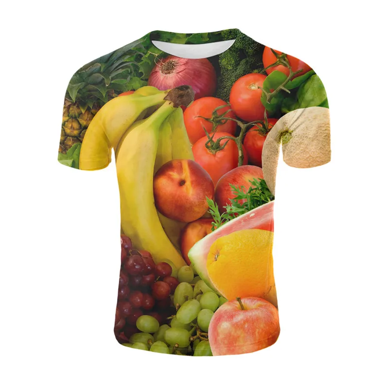 

Summer Casual 3D T-Shirt Men Fruit And Vegetables Print Cool Short-Sleeved Summer T Shirt Tshirt Mens Shorts Streetwear Hip Hop