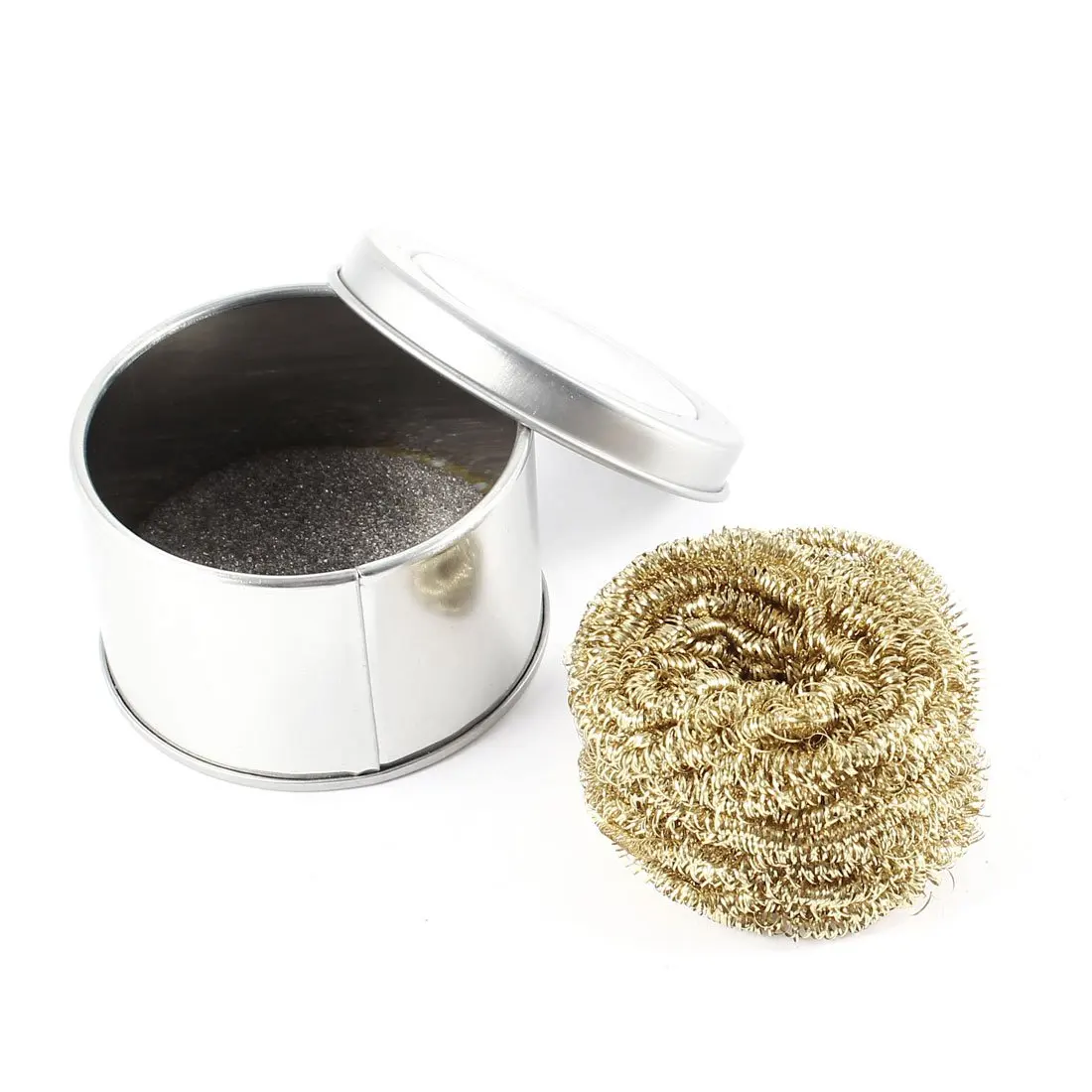 

Fashion Soldering Iron Tip Cleaning Wire Scrubber Cleaner Ball w Metal Case